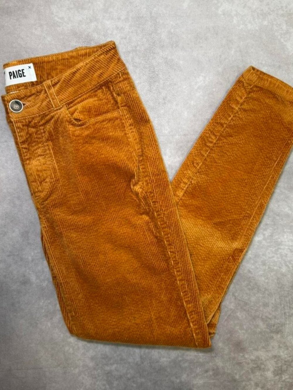 PAIGE Hoxton Ankle Skinny Corduroy Pants Marigold Size 26